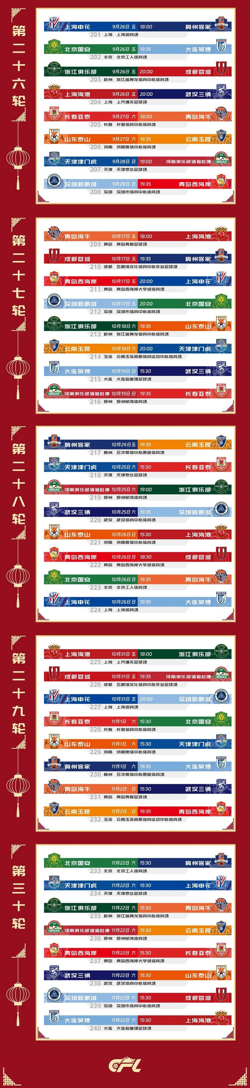 2025中超第30轮赛程完整版中超最后一轮11月22日正式开打的简单介绍 2025中超第30轮赛程完整版中超最后一轮11月22日正式开打的简单介绍