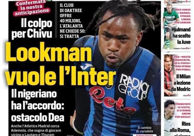 包含国米有意卢克曼他如今是国米锋线引援首选的词条