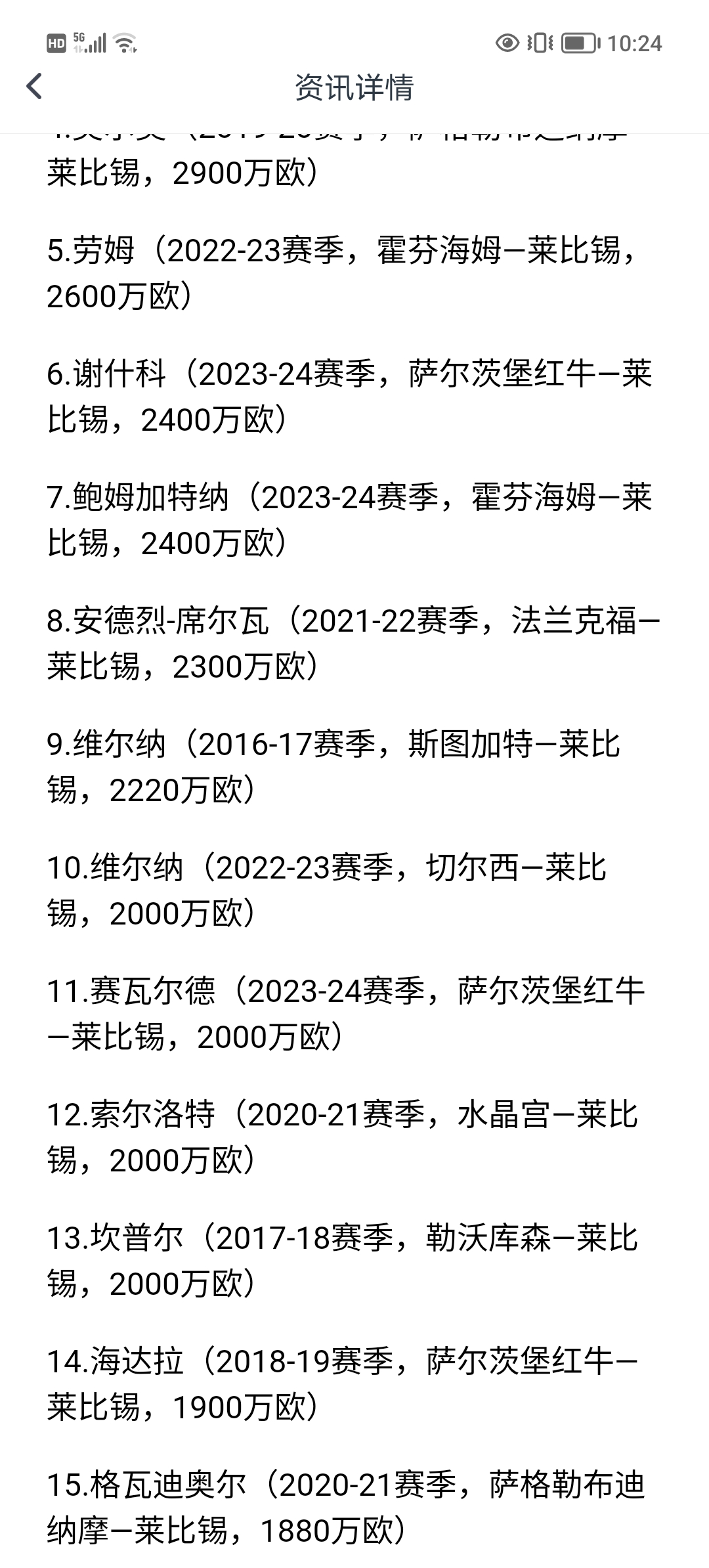 关于图片报盘点莱比锡薪资排行榜维尔纳1000万欧队内薪资最高的信息  第2张