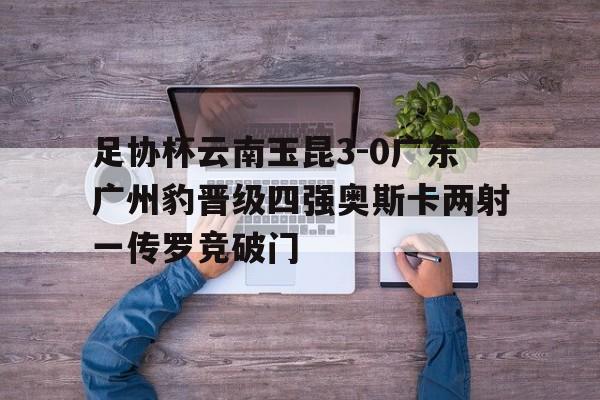 包含足协杯云南玉昆3-0广东广州豹晋级四强奥斯卡两射一传罗竞破门的词条